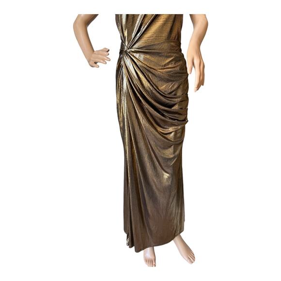 IEENA for Mac Duggal Gold Metallic One-Shoulder Gown style 26728 size 8 - Picture 17 of 17